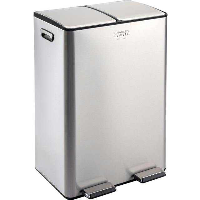 30L/40L/60L Double Compartment Kitchen Bin - Silver - Large