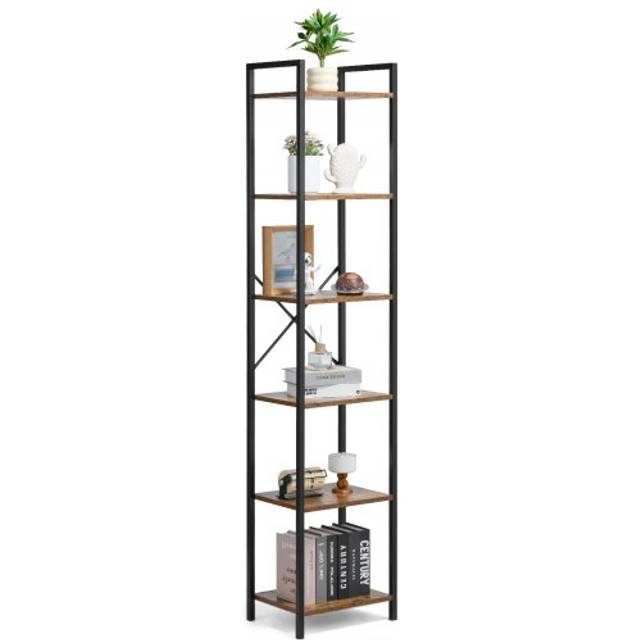 VEVOR Rustikales B&#xFC;cherregal Standregal Lagerregal Metall 6 Ebenen 30x40x187cm