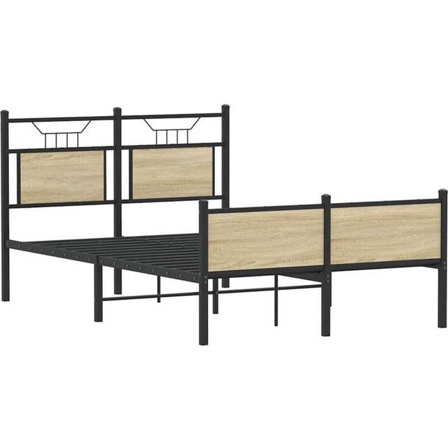 vidaXL Bed Frame without Mattress Sonoma Oak 120x190 cm Small Double Engineered Wood - Brown