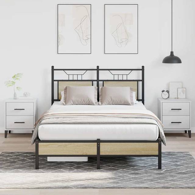 vidaXL Bed Frame without Mattress Sonoma Oak 120x200 cm Engineered Wood - Brown