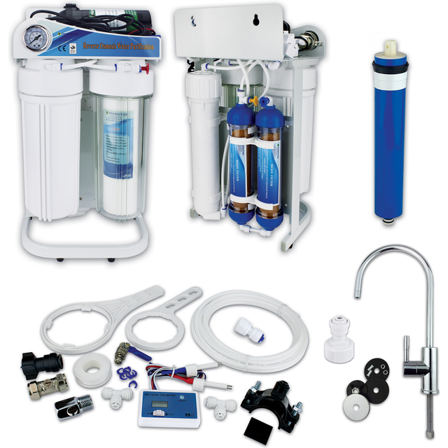 Dental Reverse Osmosis System 50gpd With Booster Pump, Tap, Tank And Di Filters