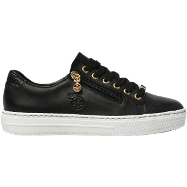 Rieker - Svarta sneakers i skinn storlek 39 - Black (39)