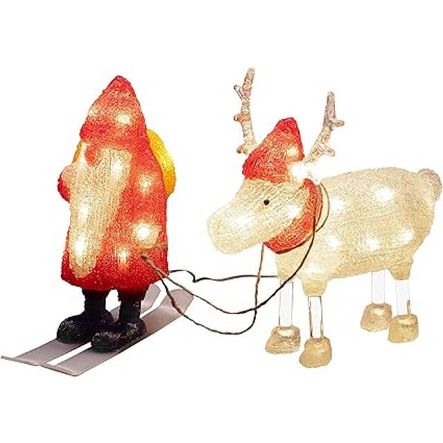 Santa and Sleigh Acrylic Outdoor Christmas Decoration - Warm White