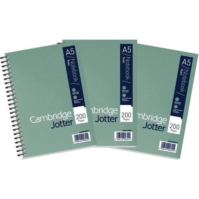 Cambridge Jotter, A5 Notebook, Wirebound, Lined, 200 Page, Pack of 3, green