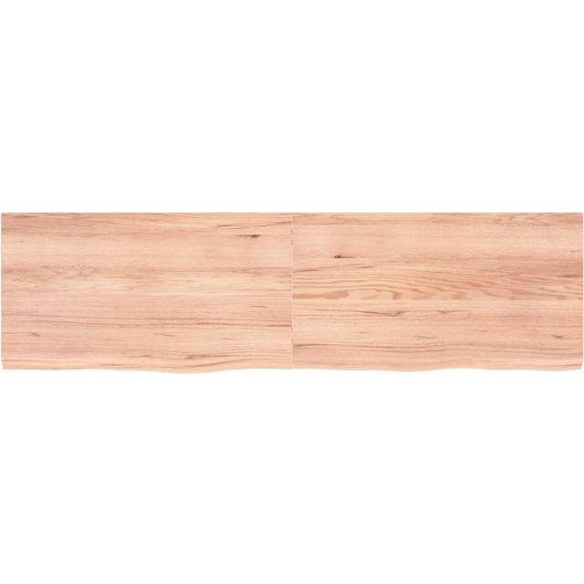 Wall Shelf Light Brown Solid Oak Wood, Treated, 180X40x(2-4) Cm - Modern Floating Shelf For Home & Office Storage (50&#34; H x 180&#34; W x 4&#34; D)