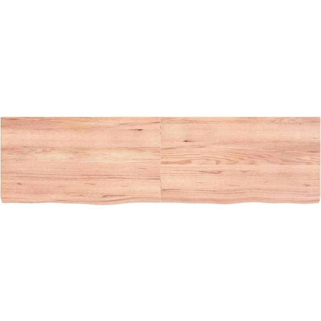 Wall Shelf Light Brown Solid Oak Wood, Treated, 180X40x(2-4) Cm - Modern Floating Shelf For Home & Office Storage (50&#34; H x 180&#34; W x 6&#34; D)