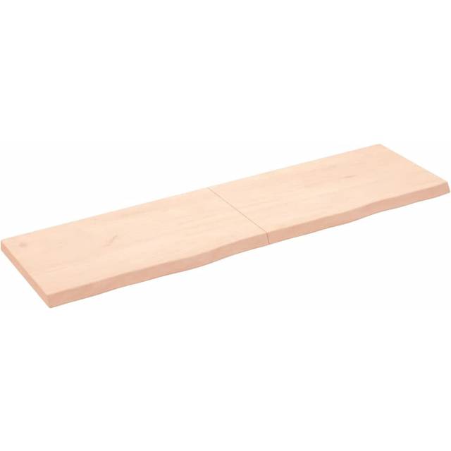 Wall Shelf Brown Solid Oak Wood, Untreated, 180X60x(2-6) Cm - Modern Floating Shelf For Home & Office Storage (50&#34; H x 180&#34; W x 6&#34; D)