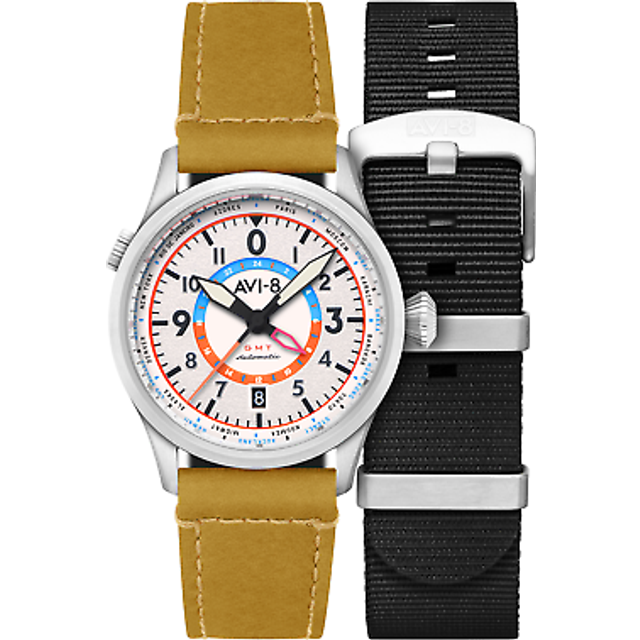 AVI-8 AV-4120-02 Herrenuhr Wingman Worldtimer Automatik GMT 41mm 5ATM