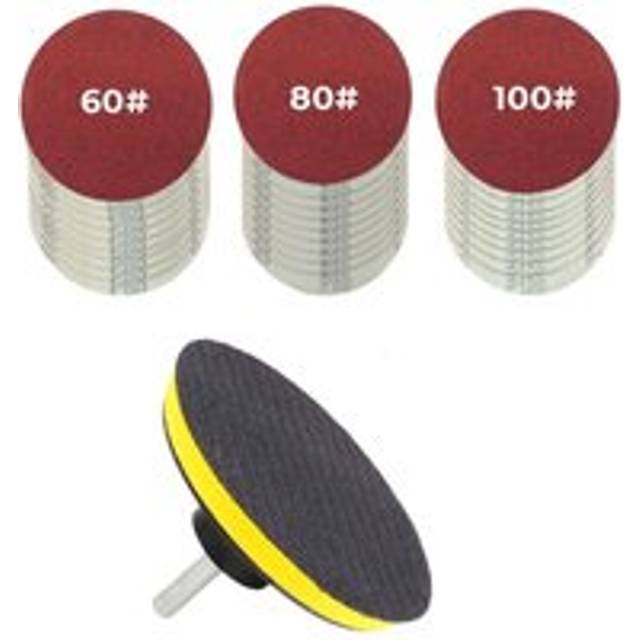 Tlily - 30-Piece Drill Bit Sanding Attachment Sandpaper 60/80/100 and 5 inch Back Pad Set, Electric Shackle Disc, with