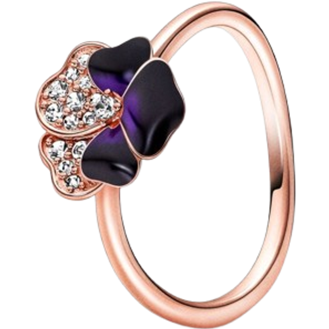 925 Sterling Silver Purple Pansy Flower Ring for Women Birthday Christmas - Multicoloured