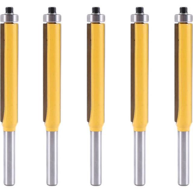 5pcs 2 Inch Height Extra Long Flush Trim Router Bit 1/4 Inch x 3/8 Inch Woodworking Milling Cutter for Wood DIY Tool
