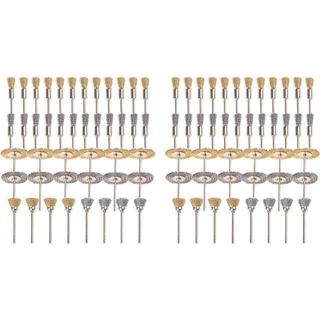88 Pieces Mini Wire Brush Wheel Cup Brass Steel Wire Brush Set 1/8inch (3mm) Shank for Power Rotary Tools