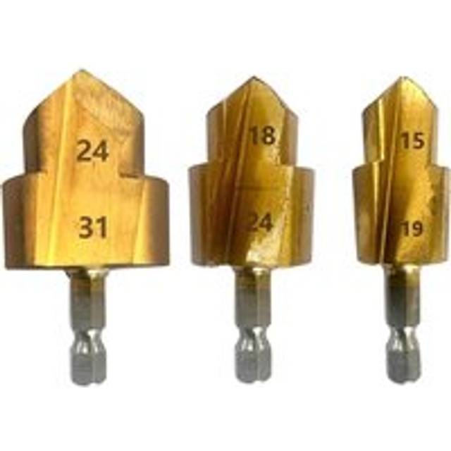 Tlily - 3PCS Stepped Drill Bit, Hexagon Shank Water Pipe Connection Tool 20/25/32mm,Wood Drilling Center Bit