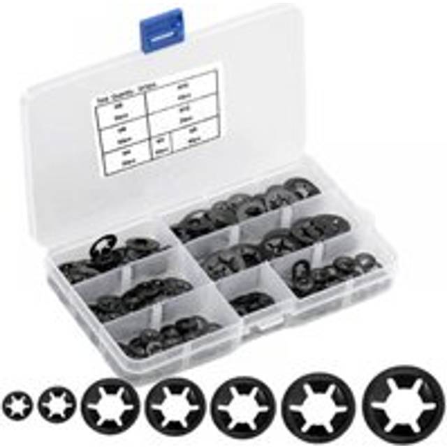 340Pcs M3/M4/M5/M6/M8/M10/M12 Lock Washers with Box Starlock Internal Teeth Tightening Washers Safety Washers Assortment Black