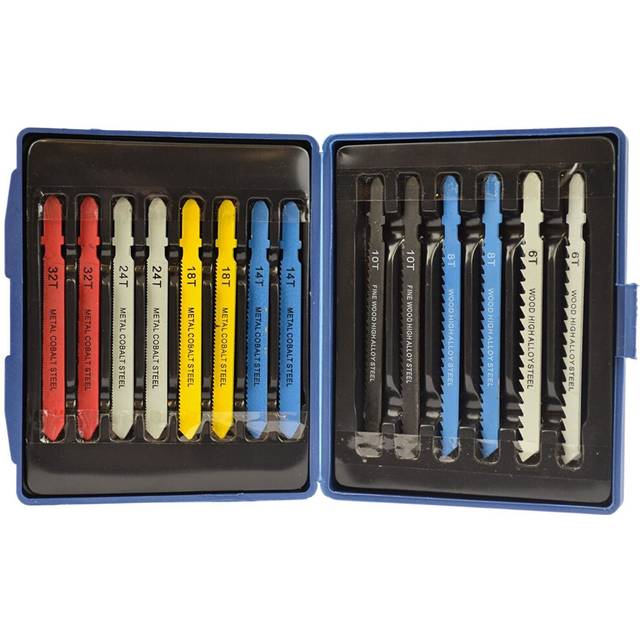 14pc Jigsaw Blade Set T Shank Fitting Jig Saw Metal Plastic Wood Blades TE750