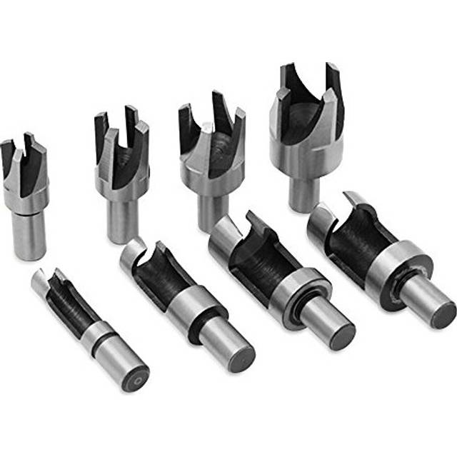 Set of 8 Wood Plug Cutters Roundwood Wood Plug Tenon Drill Bit Cutter Shank Plug Cutter Assortment Size 6mm/ 10mm/ 13mm/ 16mm Woodworking