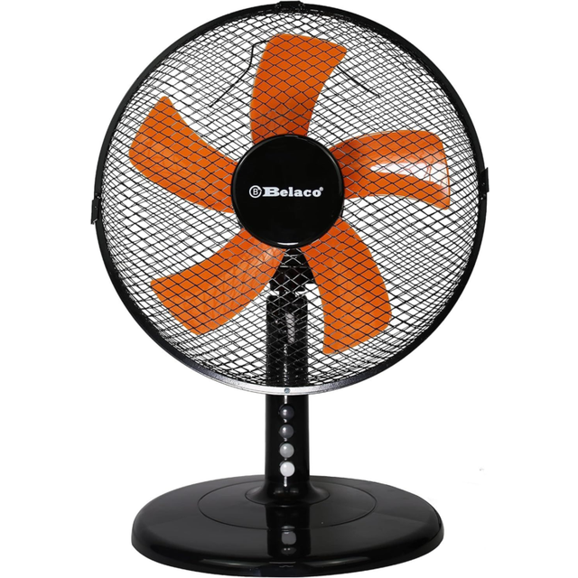 Belaco 12inch Table Fan Desk Fan with 3 Speed Oscillating cooling fan Stand Fan floor fan Low Noise Strong Resistant Base  (Black & Orange)