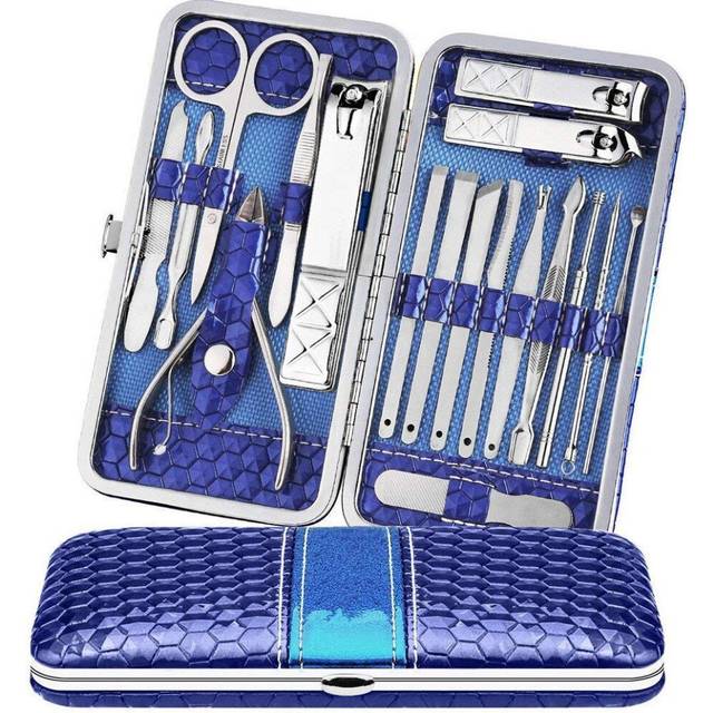 18pcs Manicure Set Pedicure Nail Clippers Set Travel Hygiene Kit Stainless Steel Professional Cutter Care Set Scissor