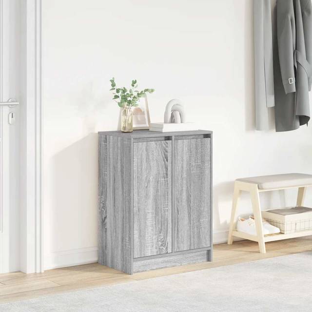 vidaXL Shoe Cabinet Grey Sonoma 57x34x76 cm Engineered Wood