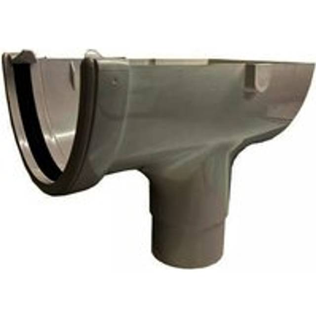 FloPlast Deepflow/ Hi-Cap Gutter Stopend Outlet - 115mm x 75mm Grey