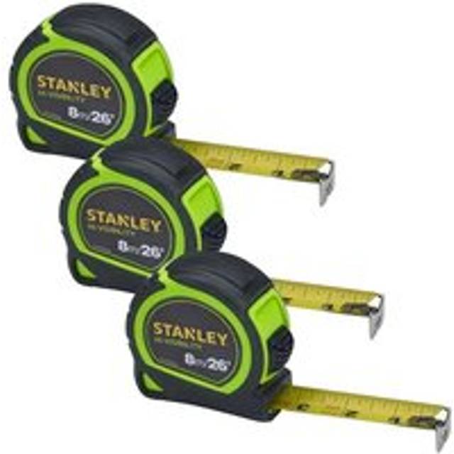 Tylon Hi Vis 8m 26ft Tape Measures Green Pack of 3 STA130604HG - Stanley