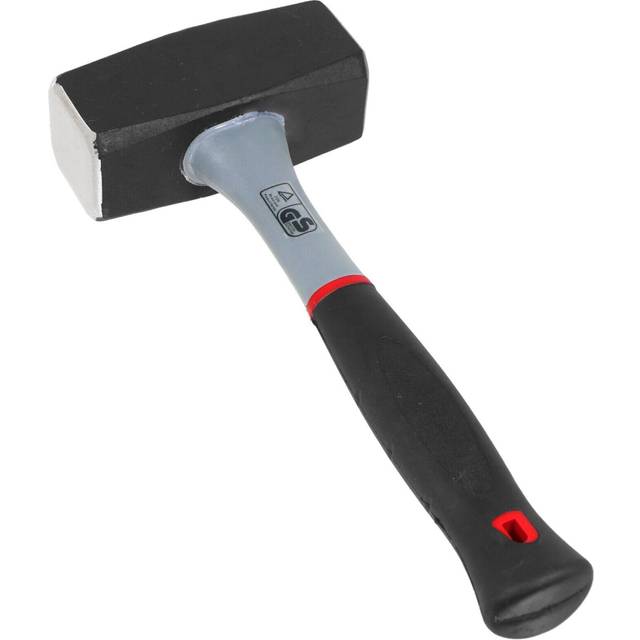 Lump Club Sledge Hammer Heavy Duty Fibreglass Shaft Hardened Steel Head TPR Comfort Grip Handle (4lb / 2kg)