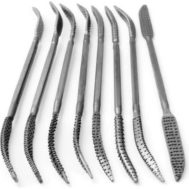 (Standard, 1) 200 Mm Double Ended Riffler Wood Rasp File Set Woodworking Carving 8Pcs Silver