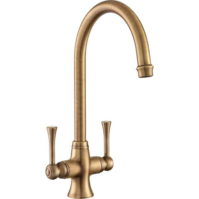Rangemaster Estuary Dual Lever Monobloc Kitchen Mixer Tap - Brushed Brass
