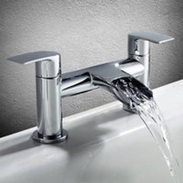 Chrome Modern Virgo Waterfall Bathroom Tap Bath Filler Solid Brass - Silver - One Size