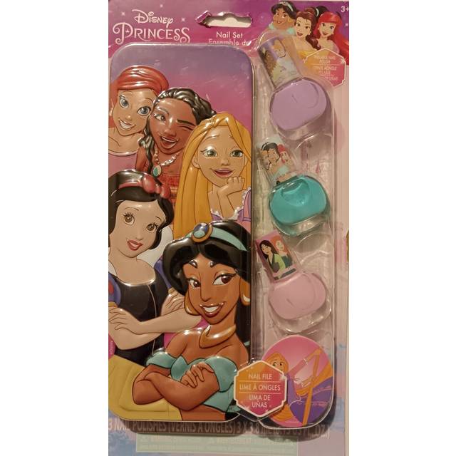Disney princess 5 piece nail polish, file & 3d tin set snow white cinderella