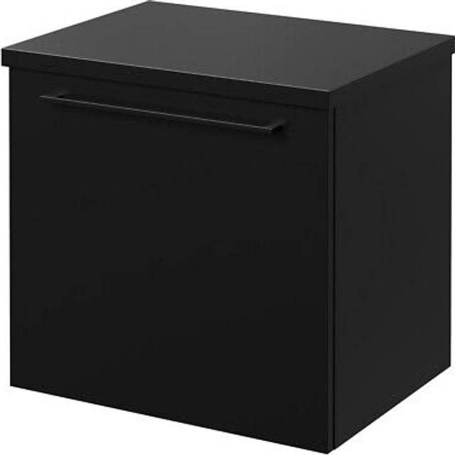 Napoli Wall Mounted Vanity Unit for Countertop Basins with Single Drawer and Handle | Matt Black | MDF | 500mm