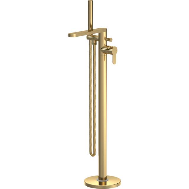 Freestanding Round Bath Shower Mixer Tap - Brushed Brass