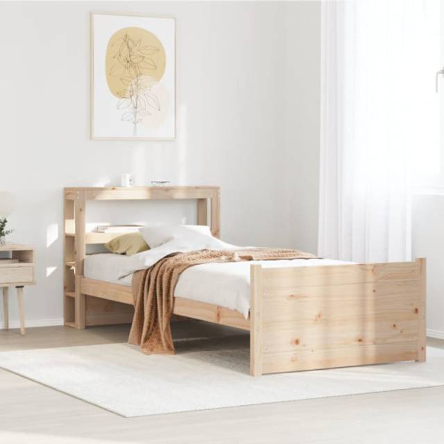 vidaXL Bed Frame with Headboard without Mattress 75x190 cm Small Single - Brown