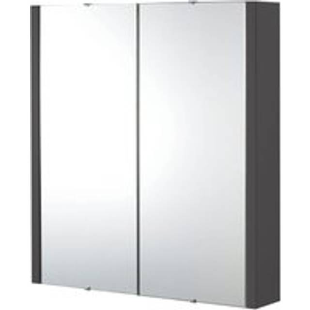 Bianca Wall Hung 2 Soft Close Door Mirror Cabinet - 600mm - Gloss Grey - Balterley