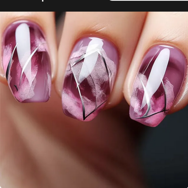 24xlong False Nails French Manicure Fake Press On Full Cover Nails glue sticker