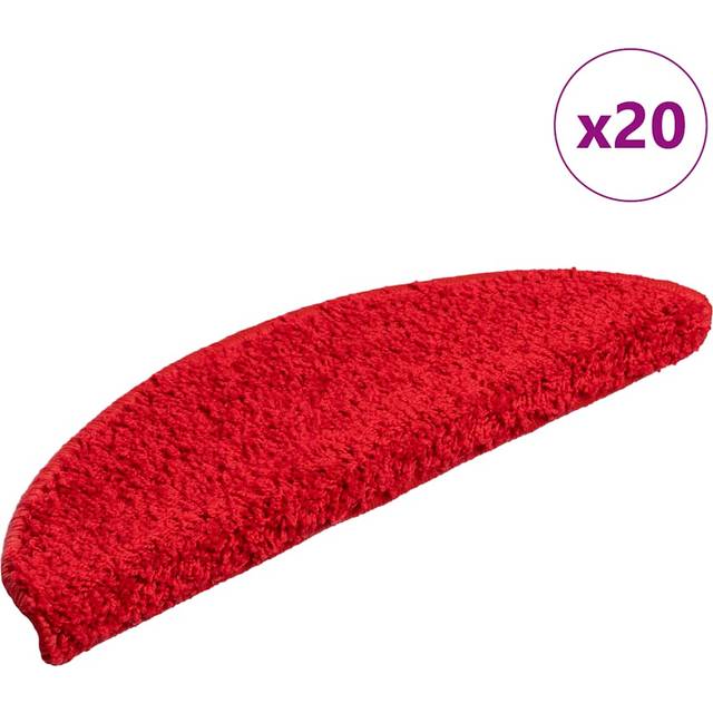 vidaXL Stair Mats 20 pcs 56x17x3 cm Red Half Round