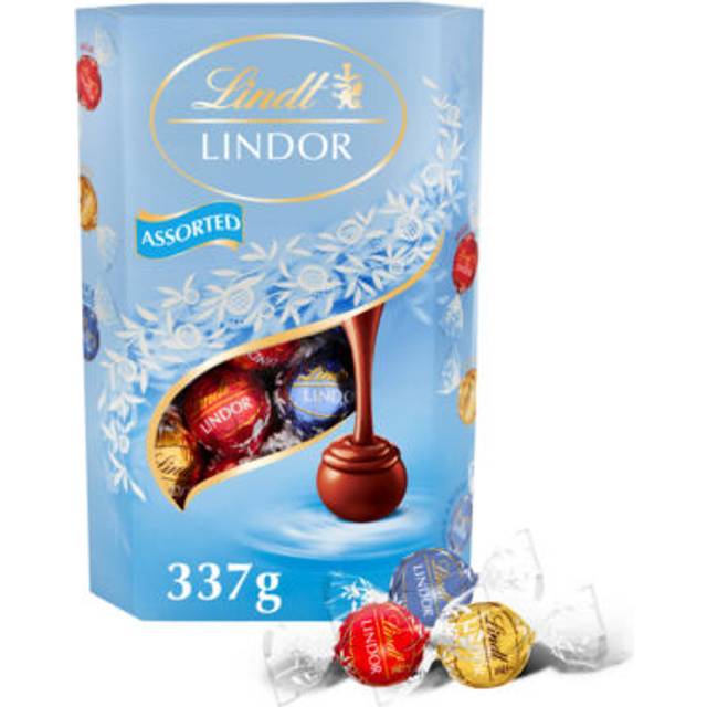 Lindt LINDOR Milk & White Assorted Chocolate Truffles Box, 337g