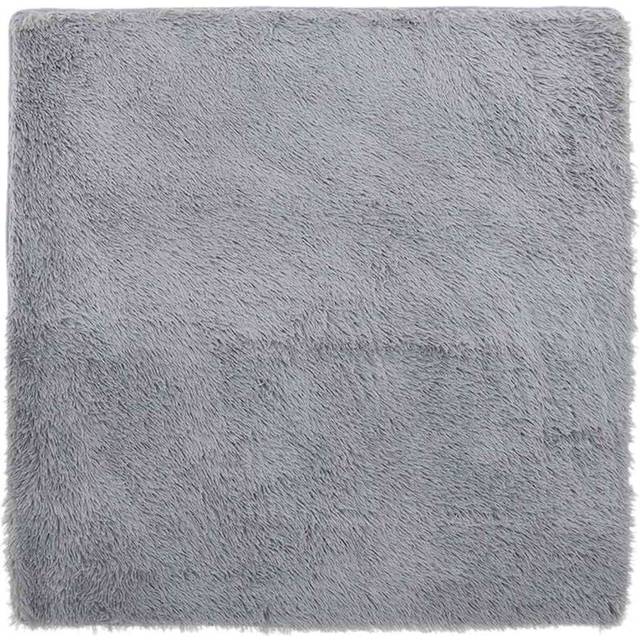 Ryamatta med lång lugg NAVARRA silvergrå 120x120 cm polyester