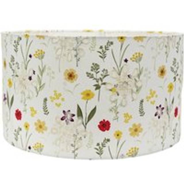 ValueLights Flora Flower Embroidered Medium Drum Lamp Shade - Cream - 20 x 35 x 35cm