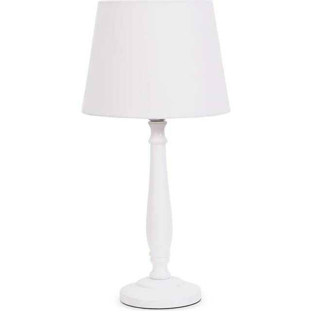 Valuelights Victoria White Wood Stem Table Lamp With Fabric Tapered Shade And Led Bulb - One Size