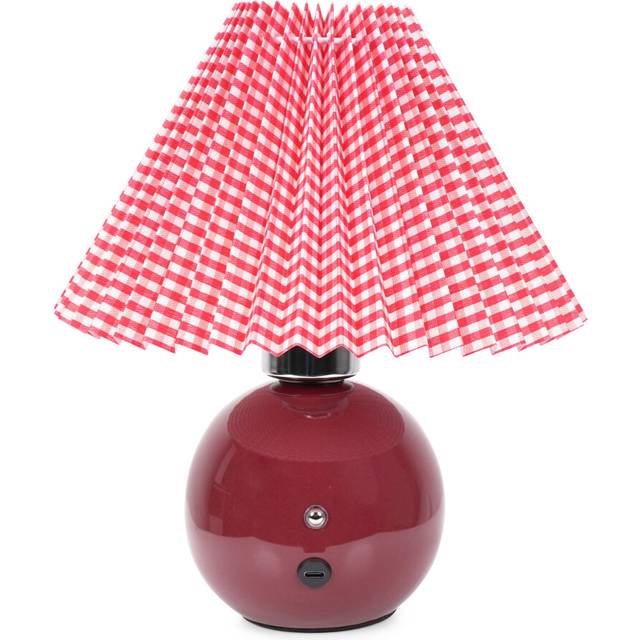 Burgundy Gingham Touch Button Rechargeable Table Lamp
