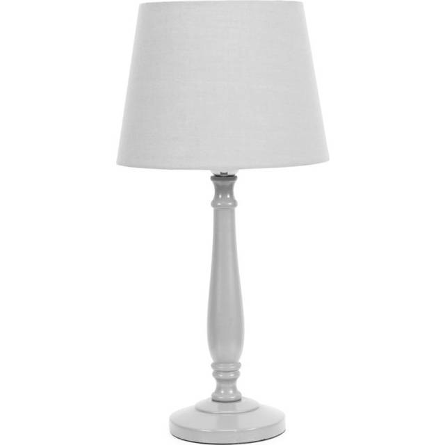 Victoria Traditional Grey Wood Candlestick Table Lamp with Grey Tapered Shade - led Bulb Included