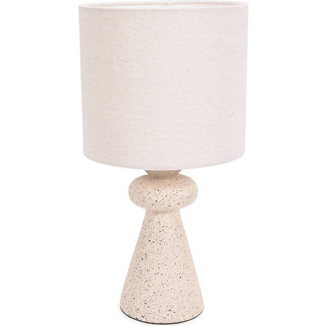 ValueLights Cady Stone Effect Natural Table Lamp with Shade & LED Bulb