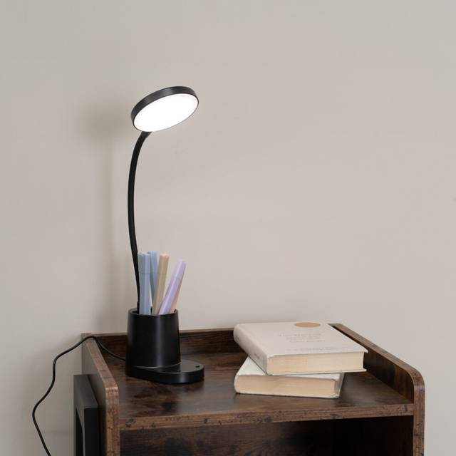 Marco Rechargable Adjustable Flexi Dimmable Desk Lamp with Pen Holder - Black - One Size