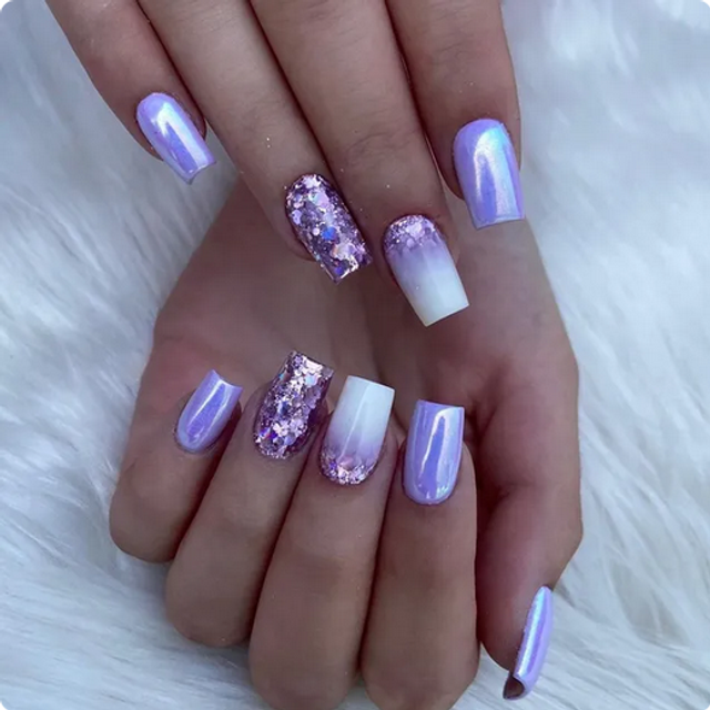 24xlong False Nails French Manicure Fake Press On Full Cover Nails glue sticker