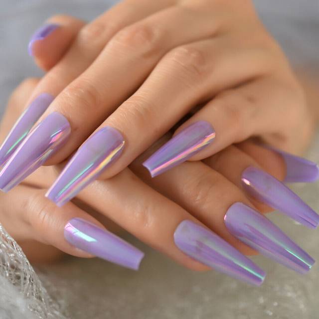 FALSE FAKE NAILS MEDIUM COFFIN FRENCH NAIL ART GEL ACRYLIC GLUE NEW