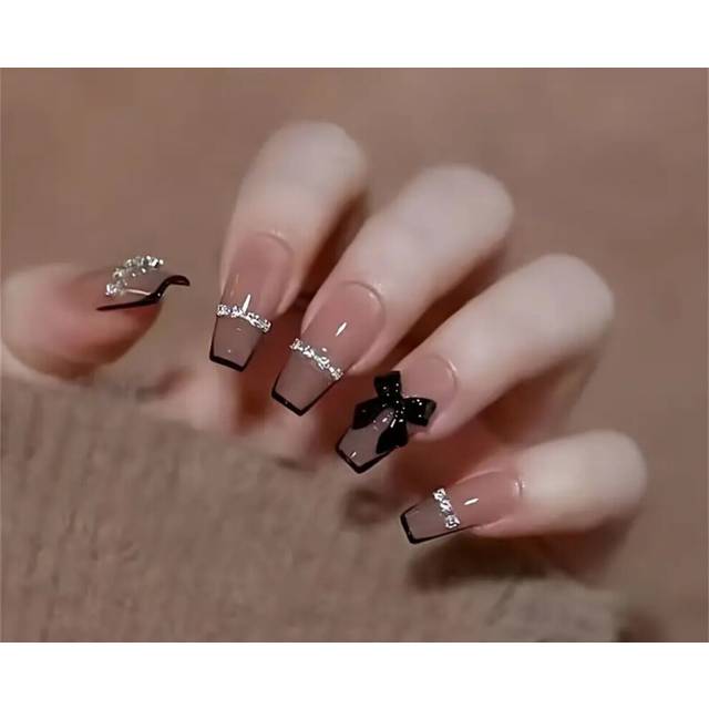 "24pcs False Nails Press On Nail Luxury Designed 3D Bow Stick On ""Best Quality"""