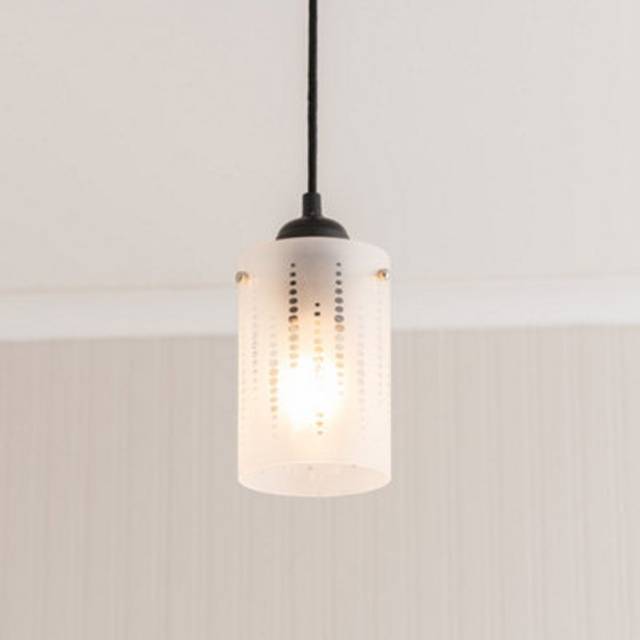 Elsie Frosted Glass Spotted Ceiling Small Cylinder Lamp Shade with LED Bulb - White - One Size
