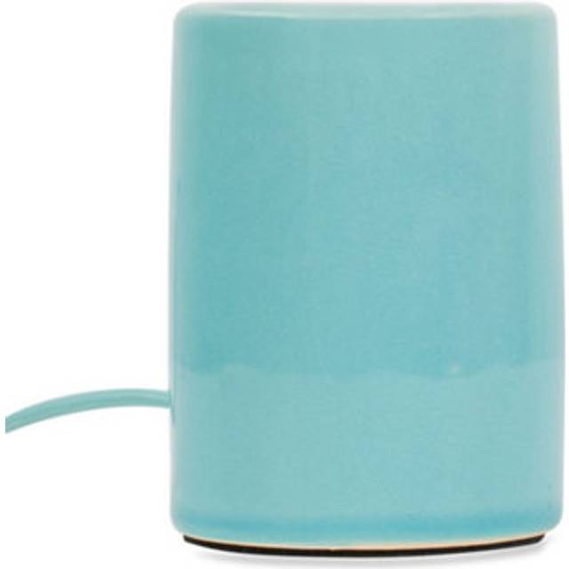 Small Green Glazed Ceramic Bedside Table Lamp Mini Cylinder Light