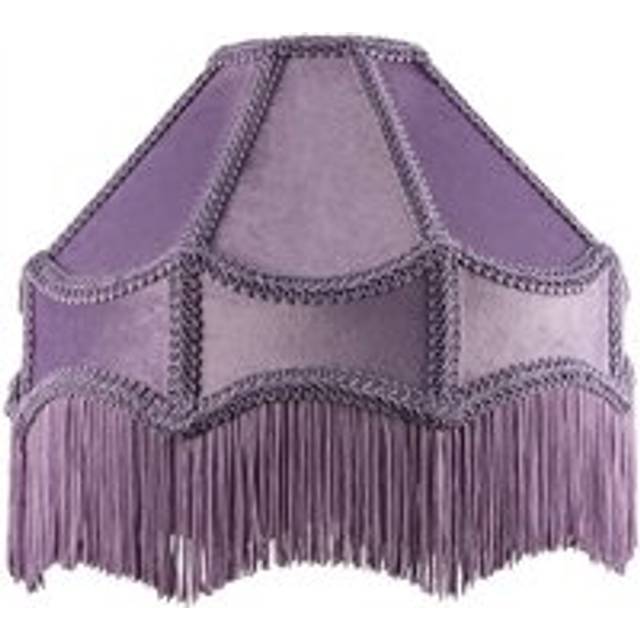 Traditional Victorian Empire Soft Velvet Lamp Shade with Lengthy Tassels - Lilac - 12 inches
